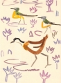 212‐6883 <b>jacana & yellow wagtails</b> djoudj gainthe gouache 38 x 28 cms ‐Greg Poole