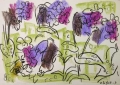 138‐4671 <b>bee (anthophora plumipes) on pulmonaria</b>  wax crayon A3 (29.7 x 42 cms) £POA‐Greg Poole