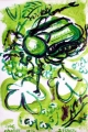 168‐4180 <b>rose chafer on viburnum</b>  acrylic 56 x 38 cms £POA‐Greg Poole