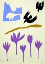 1‐4972 <b>alpine choughs & autumn crocus</b>  monoprint 38 x 28 cms £POA‐Greg Poole