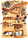 21‐4246 <b>sheep, cattle, crows, buzzard & kestrel</b>  gouache A4 ‐Greg Poole