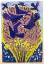 1‐5016 <b>rooks daffodils</b>  woodcut 80 X 54 cms Â£POA‐Greg Poole