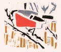 1‐4980 <b>bullfinch</b>  woodcut 26 x 24 cms ‐Greg Poole