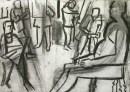 34‐2312 <b>candle lit life drawing</b>  charcoal 59.4 x 82 cms ‐Greg Poole