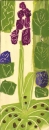 <b>early purple orchid, violets, arum</b>     acrylic   38 x 15 cms   £POA‐Greg Poole