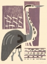 139‐7297 <b>heron & reeds</b>  woodcut 50 x 38 cms £POA‐Greg Poole