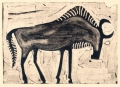 110‐6011 <b>wildebeest</b> kruger, south afrca monotype 24 x 36 cms £POA‐Greg Poole