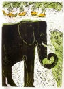 <b>elephant & weavers</b>     woodcut   77 x 53 cms   £POA‐Greg Poole