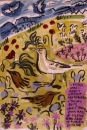 224‐7146 <b>crete - pipits & larks</b> crete gouache & charcoal 42 x 29.7 cms (A3) £POA‐Greg Poole