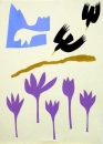 43‐1575 <b>alpine choughs & autumn crocus 1</b>  monoprint 38 x 28 cms Â£POA‐Greg Poole