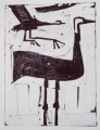 66‐3442 <b>crane landing</b>  monoprint c. A4 (29.7 x 21cms) ‐Greg Poole