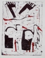 66‐3444 <b>3 storks</b>  monoprint c. A4 (29.7 x 21cms) ‐Greg Poole