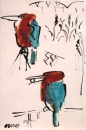 66‐7190 <b>white-breasted kingfisher</b> hula vallery, israel gouache & indian ink 36 x 28 cms NOT AVAILABLE‐Greg Poole