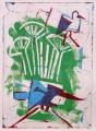 66‐3457 <b>smyrnah kingfisher & stork</b>  monoprint 34 x 24 cms ‐Greg Poole