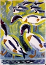 shelduck & lapwings ‐ monotype ‐ 54 x 39 cms ‐ £POA‐Greg Poole